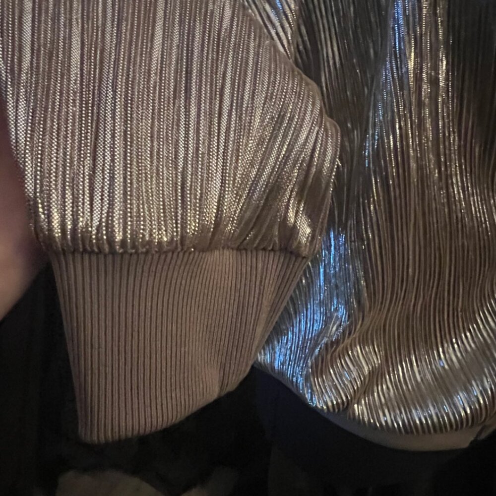 Zara Shimmer Metallic Bomber Jacket Size M - Picture 5 of 11